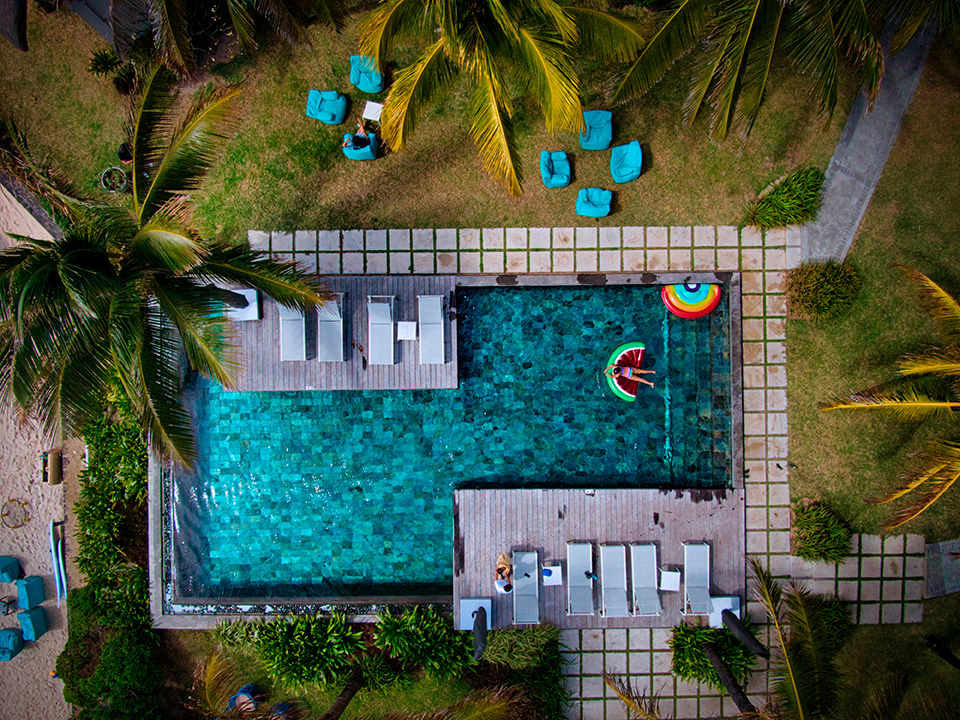 bird view of pool