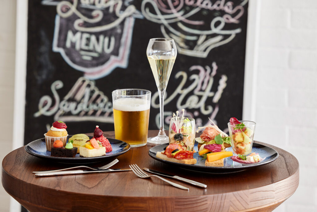 food and drink on table