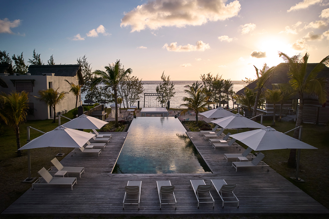 view of pool and beach