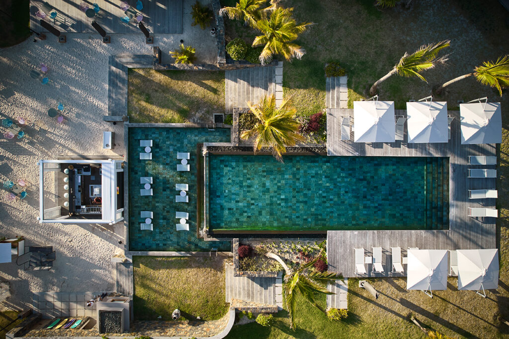 bird view of pool