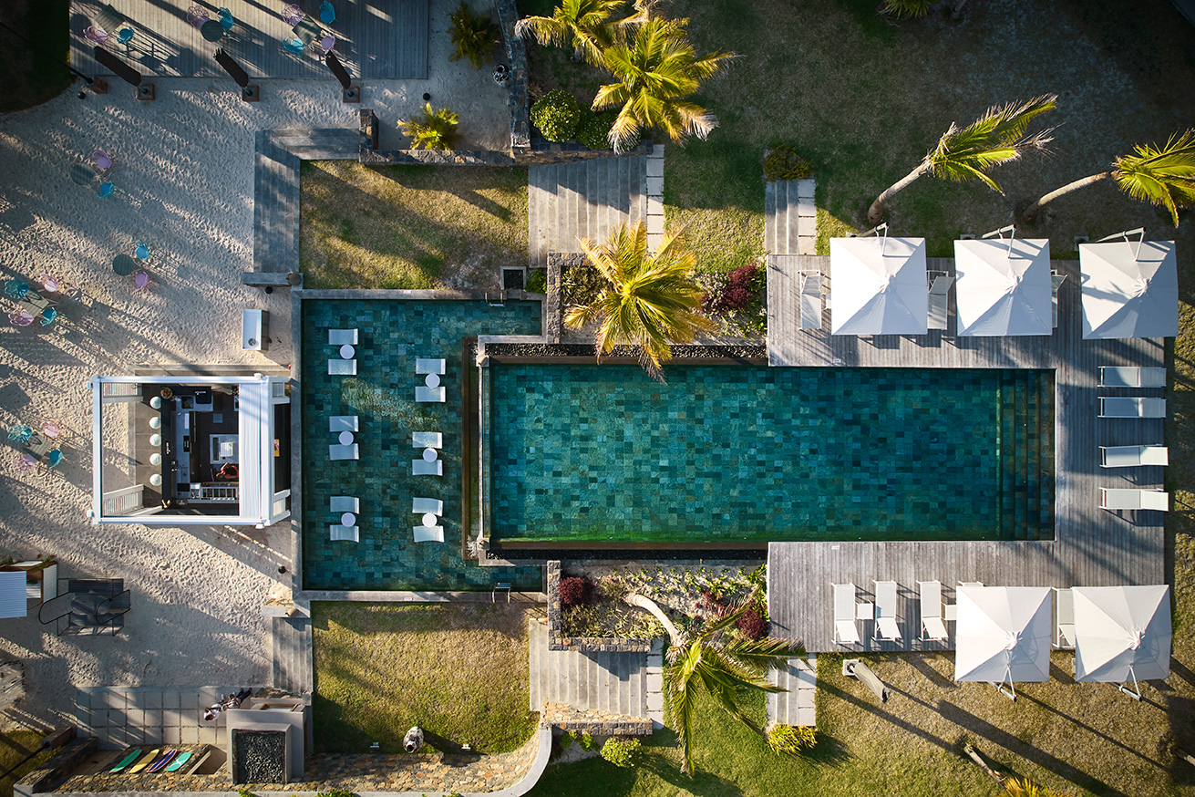 bird view of pool