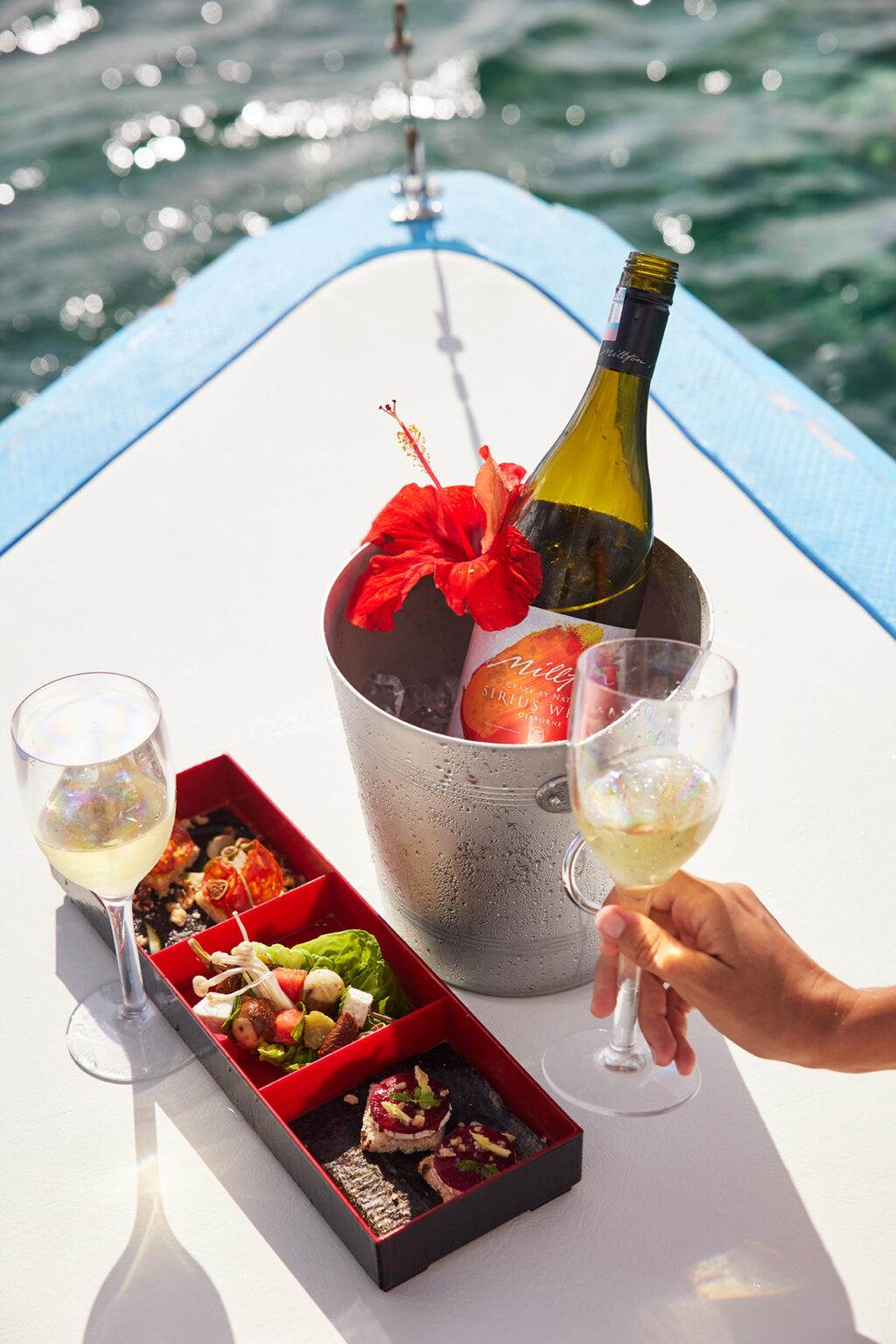 drinks and food served