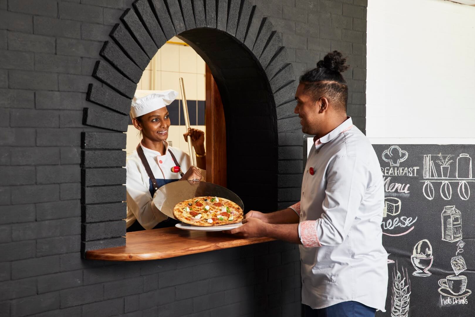 c mauritius chow and carafe with chef and waiter