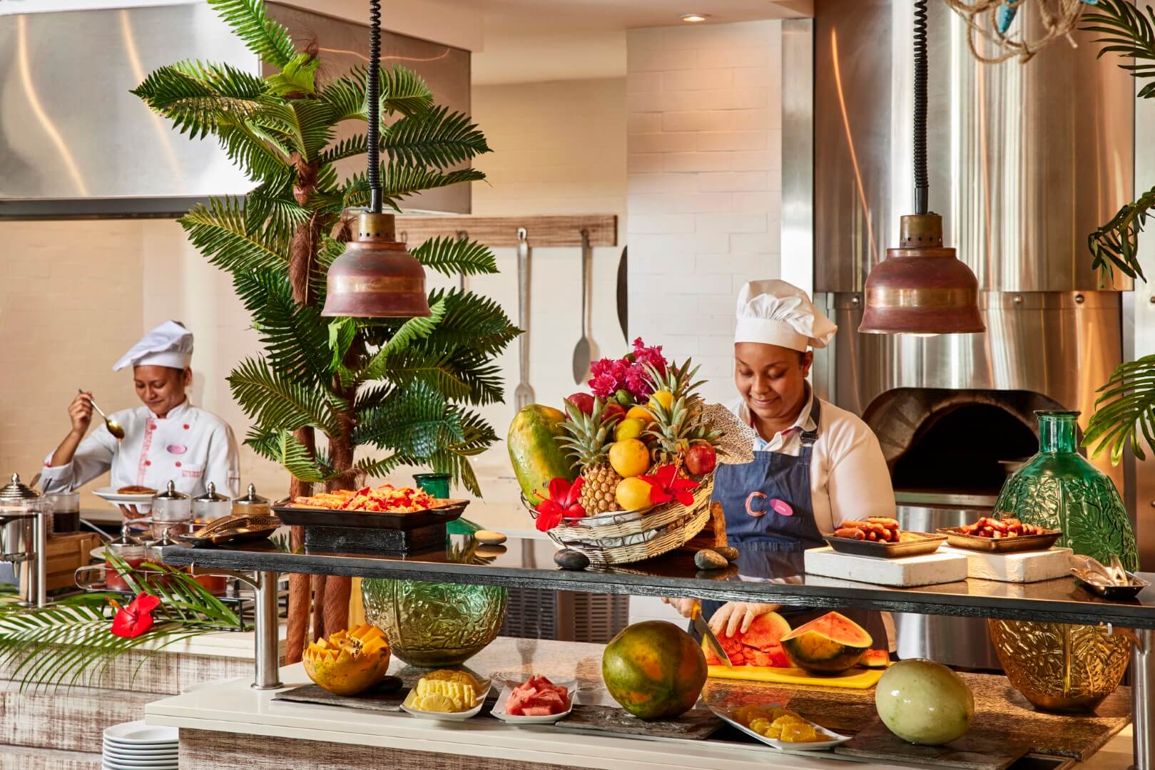 c mauritius dining room and two chefs